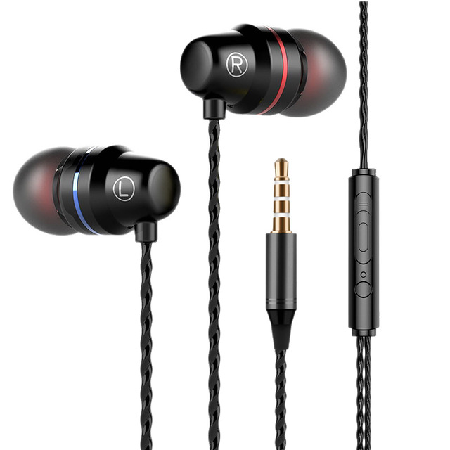 Metal In-Ear Wired Headphones with 3.5mm Jack 1.2m Cord Mic In-Line Controls