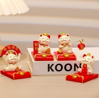 Support de téléphone portable Zhaocai Cat, adorable figurine en résine pour bureau, style Ins, cadeaux créatifs pour le bureau