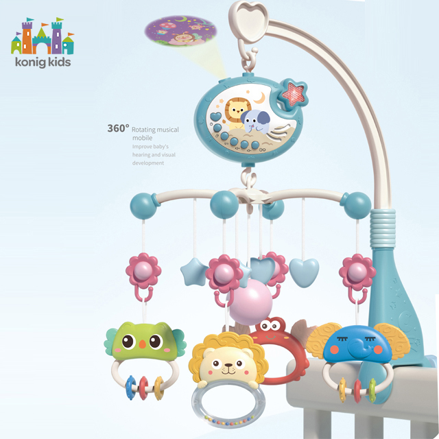 Konig Kids Battery Operated Plastic ABS Musical Baby Mobile with Star Projector Lights & Rattle for 0-24 Months