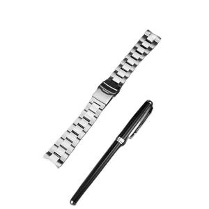 Bracelet de montre en métal de luxe personnalisable, acier inoxydable massif 304/316, différentes tailles - 22 mm, trois maillons, boucle de sécurité incurvée/platte - Product Image 5