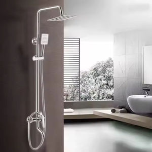 Robinet de douche à effet pluie chromé contemporain <span class=keywords><strong>Fixation</strong></span> à main Double poignée Laiton poli Céramique Pause douce Ensemble de douche à effet pluie - Product Image 1
