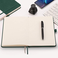 Carnet de notes à couverture rigide avec grille à points 120g/m2, papier épais, 8 feuilles perforées, poche intérieure en cuir PU lisse