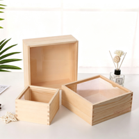 Individuell Bedruckte Geschenkbox aus Kiefernholz mit Transparentem Acryl-Schiebedeckel, Unbehandelte Aufbewahrungsbox für Hochzeitsgeschenke