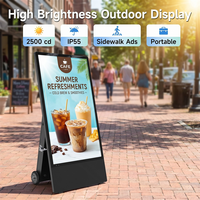 Pantalla LCD para Señalización Digital Exterior de Alto Brillo IP55 con Ruedas para Publicidad en Aceras, Centros Comerciales, con Animación