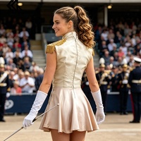 Costume de majorette vintage en soie, uniforme de danse pour majorettes et fanfare
