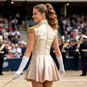 Costume de <span class=keywords><strong>majorette</strong></span> <span class=keywords><strong>vintage</strong></span> en soie, uniforme de danse pour majorettes et fanfare - Product Image 2