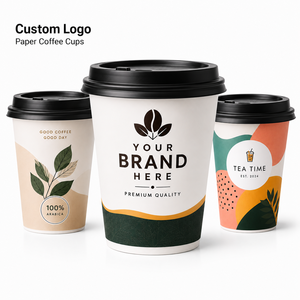 Gobelets à café en papier jetables personnalisés à paroi simple 7oz 8oz 12oz avec couvercles, qualité alimentaire FDA, faible MOQ pour café et bureau - Product Image 1