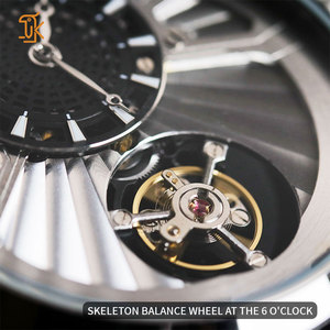 นาฬิกาข้อมือสุดพิเศษของ Sanyin นาฬิกาข้อมือโชว์กลไกหนังสีดำนาฬิกาปรับแต่งโลโก้ได้ตามต้องการ - Product Image 3