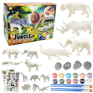 Kit de peinture d'<span class=keywords><strong>animaux</strong></span> de safari africain WAYEE, 12 figurines d'<span class=keywords><strong>animaux</strong></span> mignonnes, pierres de peinture naturelles, ensemble de peinture, tatouages temporaires d'<span class=keywords><strong>animaux</strong></span>, 4,5 - Product Image 6