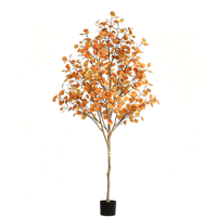 Pohon Eucalyptus Plastik Buatan Warna-Warni Realistis, Pohon Pot Silver Dollar Palsu, Tahan UV, Ramah Lingkungan, untuk Rumah, Hotel, Dalam Ruangan