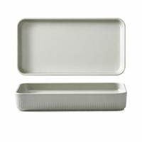 Nouvelle assiette de service rectangulaire contemporaine en mélamine, finition mate, durable, écologique, passe au lave-vaisselle, idéale pour la présentation en restaurant
