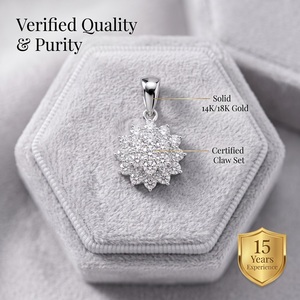 สร้อยคอจี้เพชรทรงกลมทองคำขาว 18K ทำมือ ประดับด้วยเพชรธรรมชาติ เครื่องประดับชั้นดี ของขวัญวันคริสต์มาส - Product Image 3