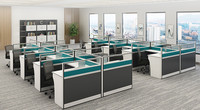 Poste de travail commercial modulaire 1 personne en MDF et PVC, design moderne, avec zone clavier convertible, haute qualité Jinbeixuan