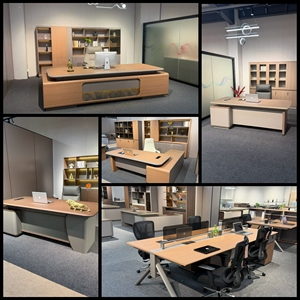Mesa de <span class=keywords><strong>Oficina</strong></span> Modular de Madera para CEO, <span class=keywords><strong>Escritorio</strong></span> Ejecutivo de <span class=keywords><strong>Diseño</strong></span> Moderno, Superficie de Madera de Nogal, Juego de <span class=keywords><strong>Escritorio</strong></span> y Silla de <span class=keywords><strong>Oficina</strong></span> Gris - Product Image 6