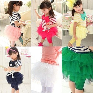 Wholesale Two Piece Set Children Clothing Casual Short Striped T-Shirt and <b>Leggings</b> With <b>Skirt</b> Suit for Kids Girls - Product Image 6