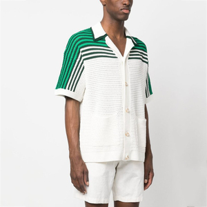 Maglione Estivo Personalizzato a Maniche Corte, Polo in Maglia di Cotone, <span class=keywords><strong>Cardigan</strong></span> a Maniche Corte per Uomo - Product Image 1