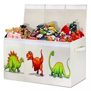 Boîte de rangement pliable en tissu grand conteneur de stockage avec poignée et couvercle Cube boîte de rangement de jouets pour enfants