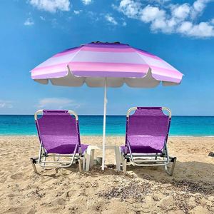 Sombrilla de Playa Grande, Moderna, Estilo Americano, Protección UV, Rayas, Recubrimiento Plateado Oxford, Personalizable - Product Image 4