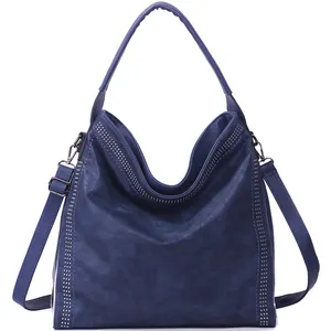 KCB14 Bolsas femininas luxuosas de grande capacidade, bolsas vintage de couro PU para ombro, bolsas grandes