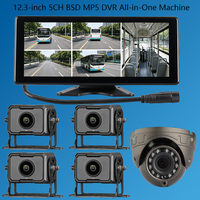 DVR Integrado para Automóvil HD, Pantalla Grande de 12.3 Pulgadas, Video de 5 Canales, Detección de Punto Ciego BSD Integrada, Compatible con Reproducción MP5