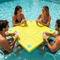 Table de Mahjong flottante double face pour piscine, table de Mahjong flottante premium en EVA avec rainures pour les tuiles et porte-gobelets