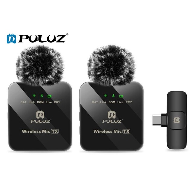 PULUZ Dual Lavalier Wireless Microphone Custom logo Wireless Lavalier Microphone Wireless Lavalier Microphone for Phone