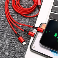 Kabel USB Multi Universal 3in1 Harga Murah Promo untuk Pengisian Daya Cepat iPhone dan Ponsel Android, Kabel Data Nylon