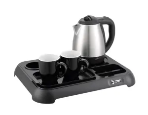 Hotel Guest Room Appliances Electric Kettle With 2 Cups Tray Set