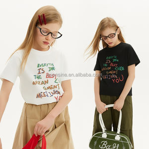 Conjunto de Roupas Personalizáveis para Meninas, Camiseta com Estampa de Letras e Calças, Conjunto Casual Preto e Branco em Duas Peças - Product Image 2