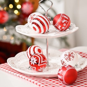YIWU SHUANGYUAN Paquete de 24 Adornos Navideños de 6 cm, Irrompibles, Modernos, de Lujo, Rojos y Blancos, Hechos a Mano, <span class=keywords><strong>Bolas</strong></span> de Navidad para Árbol - Product Image 2