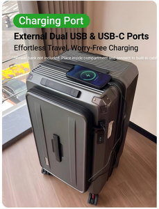 <span class=keywords><strong>Valise</strong></span> de voyage rigide en PC de luxe durable à ouverture frontale avec roues pivotantes à 360 degrés, serrure TSA, port de charge USB, personnalisable OEM - Product Image 3