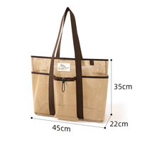 Sac de plage tendance été, minimaliste, neutre, en maille polyester, portable, multifonctionnel, réutilisable, pour activités nautiques, coloré