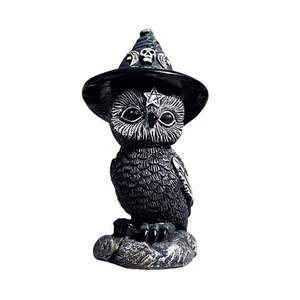 Statuetta di <span class=keywords><strong>Gufo</strong></span> Magico in Resina, Statua di Uccello Gotico per Stregoneria, Decorazione di Halloween, <span class=keywords><strong>Gufo</strong></span> Cornuto Occulto con Cappello da Mago - Product Image 5