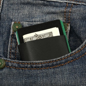 Mini Open Closure Leather Wallet Invisible Pocket Card Holder Ultra-Thin Money Clip Nylon Lining Elastic Stretch Gift Slim Cash - Product Image 6