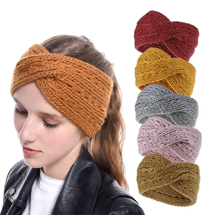 Winter Hair Accessories Warm Wide Fleece Hair Band Fluffy Headband Knitted Hairbands For Women