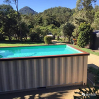 Piscine de luxe moderne de grande taille (40 pieds x 20 pieds) avec structure en acier, fenêtre en verre et spa en fibre de verre
