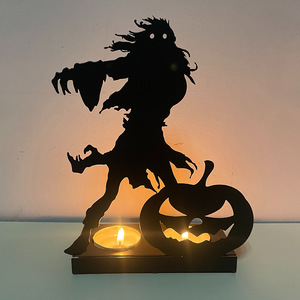 Portacandele di Halloween in ferro battuto cavo, decorazione da tavolo a forma di zucca, scheletro <span class=keywords><strong>e</strong></span> fantasma - Product Image 2