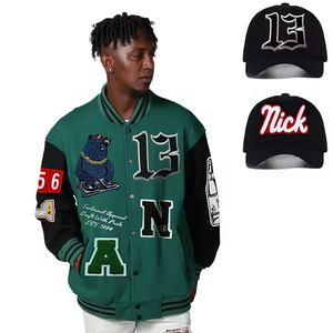 Vestes de baseball vintage pour hommes, broderie chenille sur manches, logo personnalisé OEM, haute qualité, vente chaude 2025 - Product Image 2