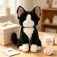 Peluche chat mignon, jouet en peluche doux et moelleux, chaton noir et blanc, jouets en peluche en gros, fabricant de jouets en peluche personnalisés, cadeaux en peluche pour enfants