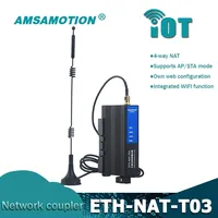Acoplador de Red AMSAMOTION para PLC, Aislamiento Interseguimiento de Redes, Traducción de Direcciones IP, Modelo NAT de 4 Vías ETH-NAT-T03 (ABS/PVC)