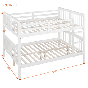 Full Over Full <b>Bunk</b> <b>Bed</b> With Ladder White For Bedroom Guest Room Furniture - Product Image 5