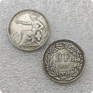 1850A,1857B,1863B,1896B Zwitserland 2 Franken Antieke Stijl Herdenkingsmunten, Geschenken, Woondecoratie - Product Image 2