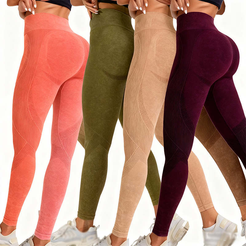 Custom Logo Women Acid Washed Yoga Leggings Gym Fitness Scrunch Butt Yoga Pants Sports Wear Workout Clothes