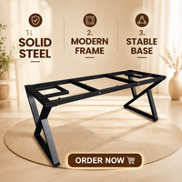 Pied de meuble en acier X en fonte Pieds de base de table de bureau en métal Accessoires de cadre de table pour salle à manger cuisine chambre extérieure