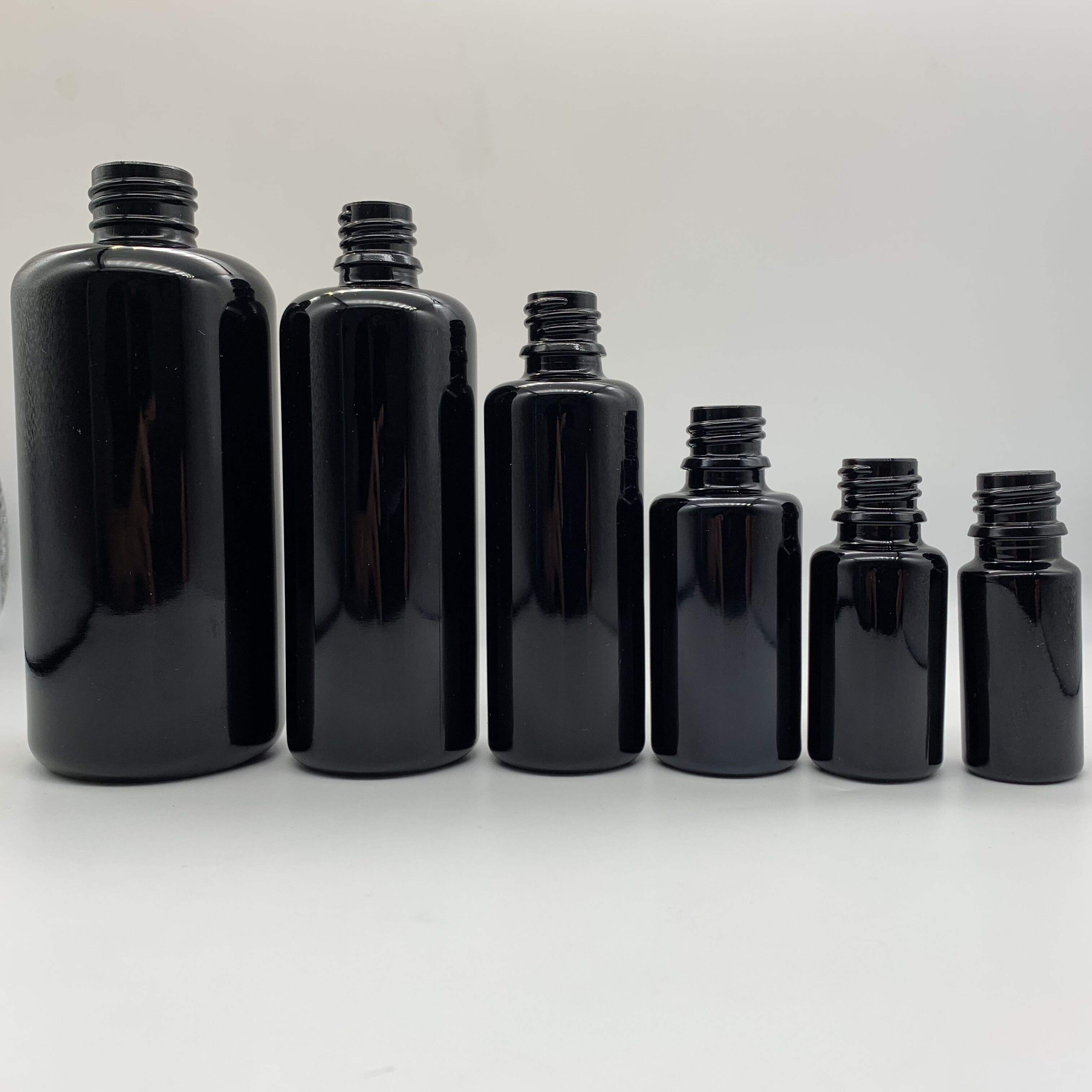 10毫升黑色玻璃瓶空滴管玻璃瓶圆形平肩可重复填充液体滴管按摩油