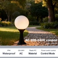 Lampe LED sphérique décorative de colonne de jardin moderne IP44 405 mm E27, à piles, télécommande, intensité variable, pour l'extérieur, entrée, portail, poteau, pilier