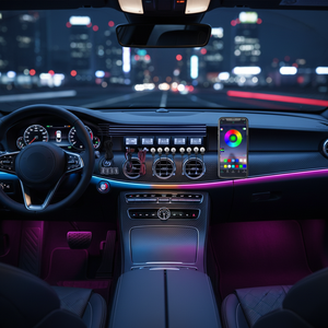 RGB 64 Farben 18 Stück 1 Atmosphäre <span class=keywords><strong>LED</strong></span>-Streifen IP67 Wasserdicht Aluminium-Material Modifizierte Auto-Innenbeleuchtung Staufachbeleuchtung Fußraumbeleuchtung - Product Image 1
