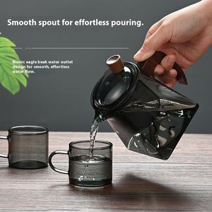 Tetera <span class=keywords><strong>de</strong></span> Vidrio <span class=keywords><strong>de</strong></span> Borosilicato Alto Ecológica Minghai Yingzhou X333 Clásica para el Hogar, Calentamiento en Estufa Eléctrica <span class=keywords><strong>de</strong></span> Cerámica, Base <span class=keywords><strong>de</strong></span> <span class=keywords><strong>Madera</strong></span> - Product Image 2