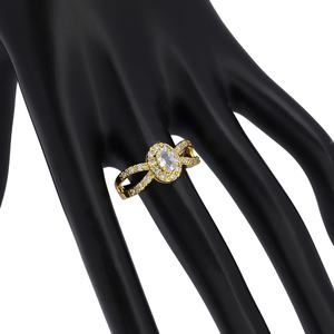 แหวนทองเหลืองคุณภาพสูง JXX เครื่องประดับแฟชั่น ดีไซน์ประดับเพชรซิคอนชุบทอง เหมาะสำหรับงานหมั้นหรือวันครบรอบ - Product Image 3