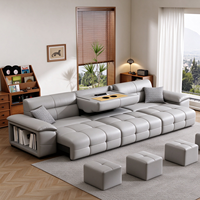 Canapé inclinable électrique multifonctionnel à déplacement mural avec accoudoirs de rangement dissimulés, table centrale escamotable et commande vocale pour la maison